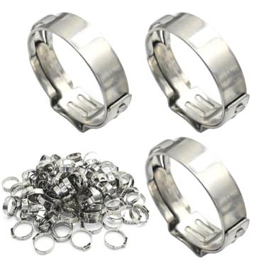 Imagem de EATAKWARD Anel de crimpagem Pex de 3/4 polegadas, pacote com 100 braçadeiras de encaixe Pex, anel de aperto de aço inoxidável 304 para conexão de acessórios de tubulação PEX