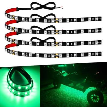 Imagem de Fita de LED para carro, conectável, 12 V, faixa de luz LED verde de 30 cm, tiras de luz para carros, motocicletas, carrinho de golfe, interior e exterior, barco, faixa de LED impermeável marítima, 12