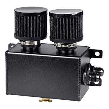 Imagem de JDMON AN8 Tanque de lata de filtro duplo para motor de filtro duplo de 1,2 L, tanque reservatório de óleo de defletor duplo grande, preto