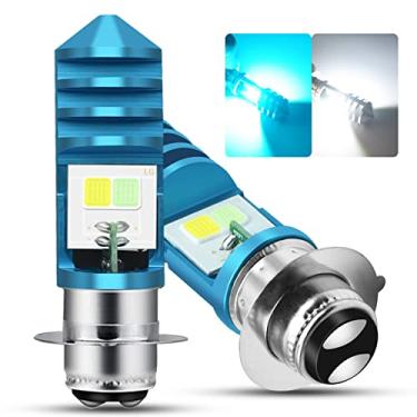 Imagem de HAISECA 2 lâmpadas de farol LED ATV 9-48V, feixe baixo azul gelo alto feixe branco H6M P15D lâmpadas de LED para motocicleta, Yamaha, ATVS YFM350 450 400 660 700 Raptor. (branco + azul gelo, azul)
