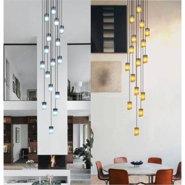 Imagem de Lustre para sala Cúpula Fumê 16 lâmpadas pé direito alto - Otago