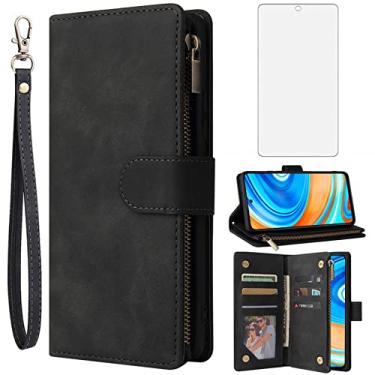 Imagem de Asuwish Compatível com Xiaomi Redmi Note 9 Pro/Note 9s/Note9 Pro Max/Poco M2 Pro, capa protetora de tela de vidro temperado, capa flip, porta-cartões, capas para celular Redme Note9S Note9Pro 4G Preto