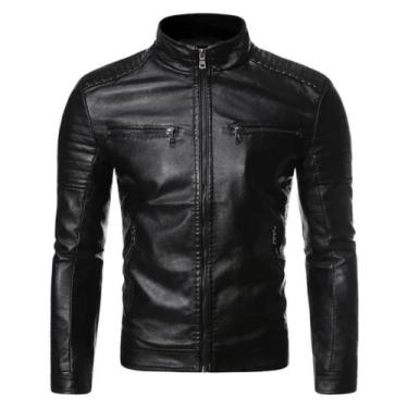 Imagem de Jaqueta de couro masculina moto slim - Fox 8, Preto, M