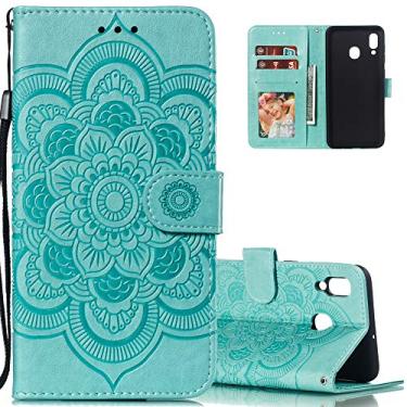 Imagem de LEECOCO Capa para Samsung A20 Mandala Embossing Luxury PU Leather Flip Notebook Carteira Estilo Livro Suporte Magnético Slot para Cartão Folio Bumper Capa de Proteção para Samsung Galaxy A20 / A30