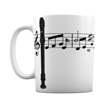Imagem de Caneca Instrumento Musical Flauta Doce Notas Musicais - GMH