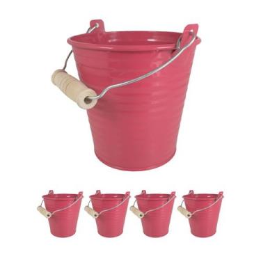 Imagem de Kit 5 Mini Balde Cachepot decorativo metal festa Rosa Esc - Rio Tijuca
