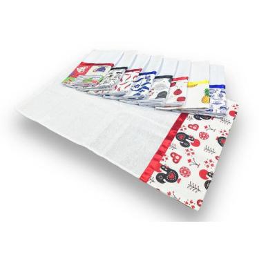 Imagem de Pano de Prato Barrado Aplique C/ Fita de Cetim - 50 Unidades - Barca U