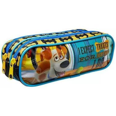 Imagem de Estojo Duplo Escolar DMW 52078 Pets, Preto
