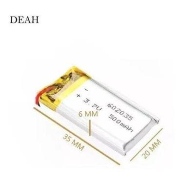 Imagem de Bateria 602035 Com 2 Fios 500mah 6mm X 20mm 35mm - - KMIG