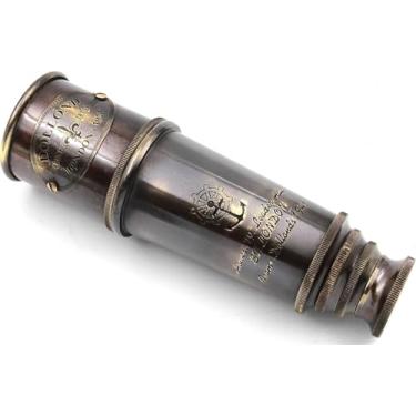 Imagem de Telescópio marinho de trabalho de latão, réplica antiga, lente de alta resolução, telescópio pirata com ampliação brilhante