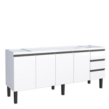 Imagem de Gabinete de Aço Para Pia 200cm 4 Portas 3 Gavetas Netuno Cozimax Branc