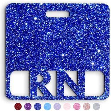 Imagem de Crachá RN Buddy Horizontal Cute Registered Nurse Badge Buddy Acrílico Amigo Tamanho Perfeito para Cartão de Crachá RN Padrão Colorido e Glitter RN Porta-crachá Amigo Amamentação (Azul Glitter)