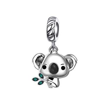 Imagem de LuxglitterLin Pulseira com pingente de urso coala e tartaruga marinha, animais do mundo dos animais de estimação, compatível com pulseiras Pandora, Metal, Cristal sintético
