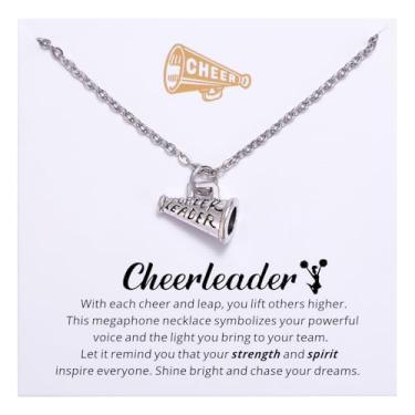 Imagem de Kvekstio Colar de líder de torcida presente com pingente de megafone inspirador para líderes de torcida, acessórios de torcida para espírito de equipe, competição, graduação, apreciação de treinador