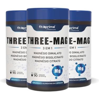 Imagem de Kit 3x Three-mag Magnésio 3 em 1 Dimalato Bisglicinato Citrato 550mg 90 Cápsulas