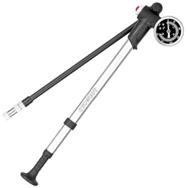 Imagem de OYOWUOT Bomba de choque de alta pressão (300 psi), bomba portátil para mountain bike com medidor, mini bomba de ar MTB para garfo dianteiro/suspensão traseira com botão de sangramento de ar, serve