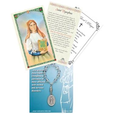 Imagem de Rosário de St Dymphna de uma década - Rosário de Santa Dymphna, cartão laminado de oração de Saint Dymphna, cartão de oração do Senhor - Rosário de Santa Dymphna, padroeiro da depressão, saúde mental