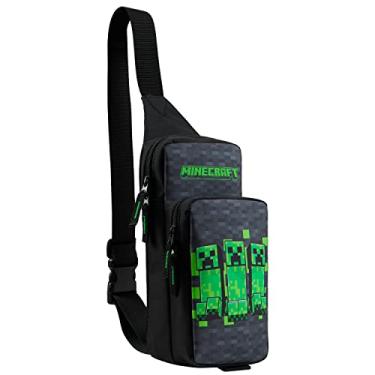 Imagem de Minecraft Bolsa tiracolo para crianças e adolescentes com alça ajustável, presente para meninos, Preto/Verde, One Size