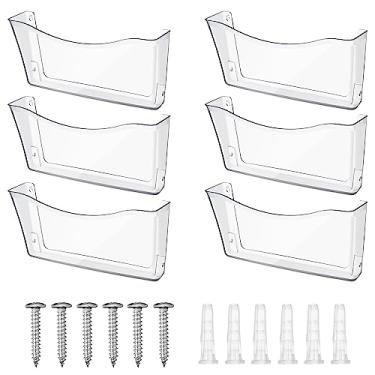 Imagem de Colarr Conjunto de arquivos de parede de bolso expansível, 6 peças de plástico montável na parede, arquivos de economia de espaço, organizador de parede transparente para escritório, suporte de arquivos de parede para pendurar na parede, organizador de arquivos para cartas e revistas