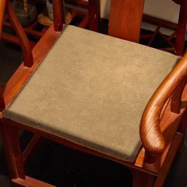 Imagem de NUOKEI Almofada de assento quadrada estilo chinês almofada removível para cadeira de quatro estações cor sólida durável almofada para cadeira de pátio ao ar livre cadeira de escritório cadeira de mesa