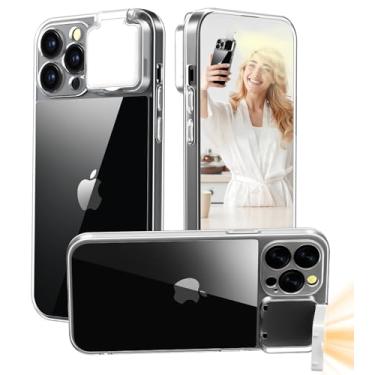 Imagem de AJDSE Capa para iPhone 15 Pro Max, com luz LED para selfie, transparente, compatível com selfie/TIK Tok/Stream/Maquiagem/Live/Video (transparente, capa para iPhone 15 Pro Max)