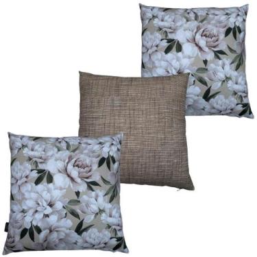 Imagem de Kit 3 Capas de Almofada Impermeável Estampa Digital 100% Algodão Flor 