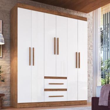 Imagem de Guarda Roupa Casal 6 Portas 2 Gavetas 100 MDF Napoli Doripel, Off Whit