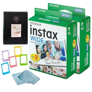 Imagem de Fujifilm Filme instantâneo Instax Wide (40 exposições) + álbum de fotos BluebirdSales + molduras e pano de limpeza de microfibra (pacote com 2)
