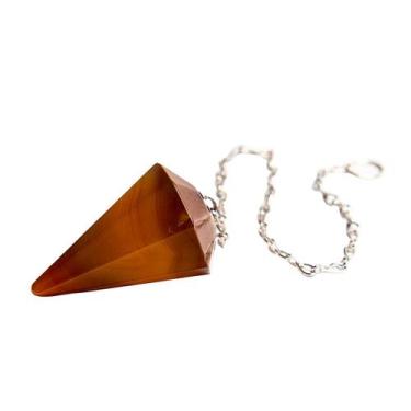 Imagem de Pêndulo Ágata Cornalina Facetado Radiestésica Pedra Natural - Cristais