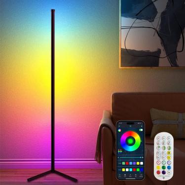 Imagem de Luminária de chão de canto TJOY Led Smart RGBW com aplicativo e controle remoto, pacote com 1