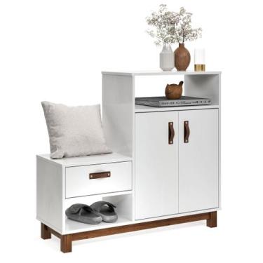 Imagem de Sapateira Cômoda Quarto Armário Aparador Hall de Entrada com Banco Ass