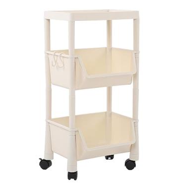Imagem de Organizador de Armazenamento Rolante, Organizador Compacto de Armazenamento Rolante, Carrinho de Utilitário Móvel Estante Móvel Exclusiva Móvel Com Ganchos Removíveis de Grande