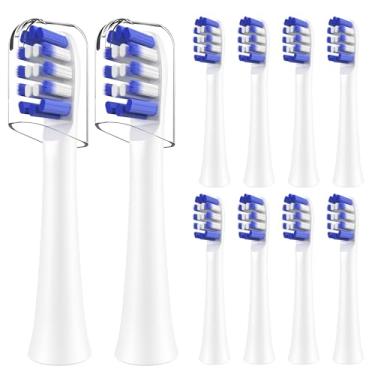 Imagem de Cabeças de substituição compatíveis com escova de dentes Colgate 360 Deep Clean alimentada a bateria, pacote com 10, branco