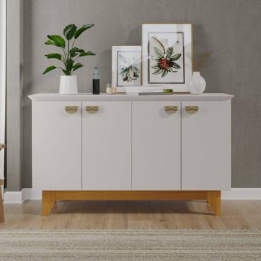 Imagem de Buffet para Sala de Jantar 4 Portas com Pés de Madeira Maciça Suécia Nevaska/Cerejeira