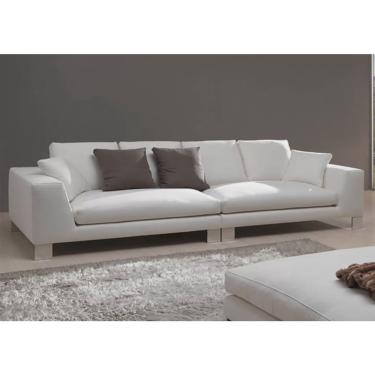 Imagem de Sofá 4 lugares king-size, Revestimento em Couro 100% Natural, Branco - KNG001