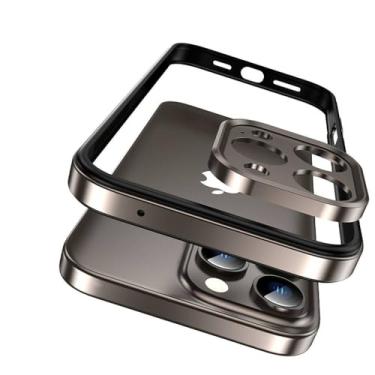 Imagem de Moldura de metal de alumínio leve para iPhone 16 Pro Max 16 Plus 16promax Capa protetora de lente de liga de silicone híbrida ultrafina, lente adicional de titânio, para iPhone 16 Plus