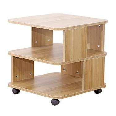 Imagem de Suporte de impressora compacto móvel de madeira com rodas multifuncional mesa de armazenamento de 2 níveis impressora scanner de fax, material de escritório mesa de impressora para casa, escritório