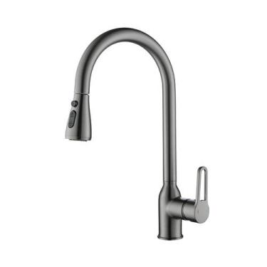 Imagem de Torneira Misturador Gourmet Cozinha Grafite Bica Extensível HB-M1302ZF