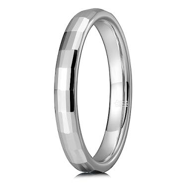 Imagem de THREE KEYS JEWELRY Aliança de noivado com design básico de carboneto de tungstênio banhado a ouro rosa/ouro/prata de 3 mm com cinco facetadas por fileira para homens e mulheres, ajuste confortável