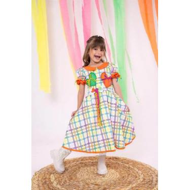 Imagem de Vestido Marie Junino Luxo Dois Corações Laranja, 12, Laranja