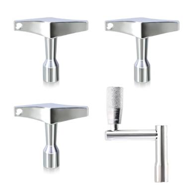 Imagem de EASTROCK Drum Keys Pacote com 3 teclas de afinação de bateria universal com chave de velocidade de movimento padrão contínuo, soquete padrão de 0,6 cm, afinadores de chave de tambor de aço cromado com