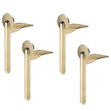 Imagem de LOMDEM Pernas de móveis de metal, 4 peças de pés de substituição de móveis modernos DIY para armário cômoda suporte de TV mesa de café, titânio ouro - 13 cm