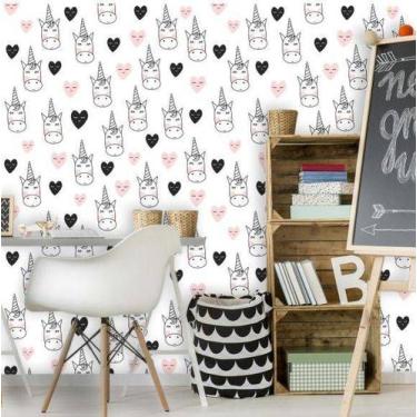 Imagem de Papel de Parede Autoadesivo Vinílico Unicórnio Cute 3,00 x 0,58 m - In