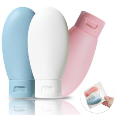 Imagem de Kit Viagem Frasco Flip Top Com Tampa e Bolsa 3 Peças 60ML - Bons Cheff