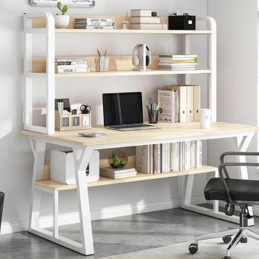 Imagem de Mesa De Computador Com Hutch E, Mesa De Estudo De Escrita Com Economia De Espaço Com Prateleiras De Armazenamento Abertas, Mesa De Trabalho De Madeira Simples Moderna Com Estr, A, 120cm/47inch