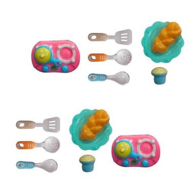 Imagem de 2 kit cozinha comidinha brinquedo infantil fogão legumes tabua colorid