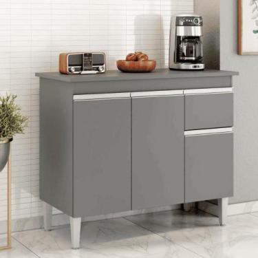 Imagem de Balcão Gabinete de Pia para Cozinha Sem Tampo 100cm Tatiane Cinza- MAB