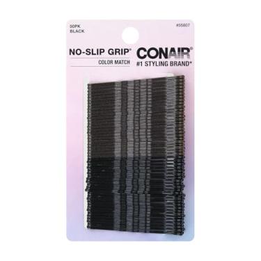 Imagem de Conair Grampos de fixação antiderrapantes, pretos, 50 unidades – grampos de cabelo de fixação segura para todos os tipos de cabelo, combinação de cores para estilo discreto, durável e confortável