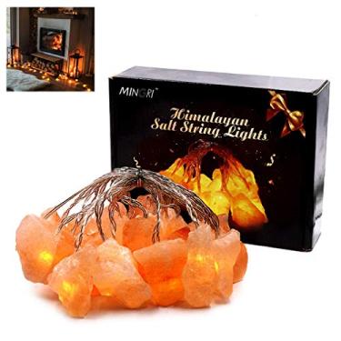 Imagem de MINGRI Luminária de sal do Himalaia Luz de fada Decorativa Interna para Quarto, Pedras de cristal Lâmpada de sal rosa natural USB para meditação, ioga, escritório, cabeceira, mesa, computador, bebê, criança, crianças