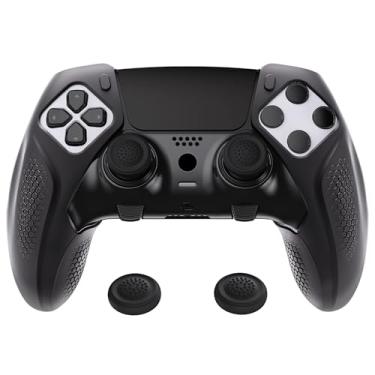 Imagem de PlayVital Ninja Edition Capa de silicone antiderrapante meia coberta para controle sem fio ps5 Edge, protetor ergonômico, capa de borracha macia para controle de borda ps5 com punhos de polegar - preta